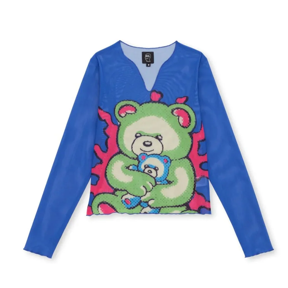 Brain Dead Teddy Hyper Mesh Top Blue Medium M